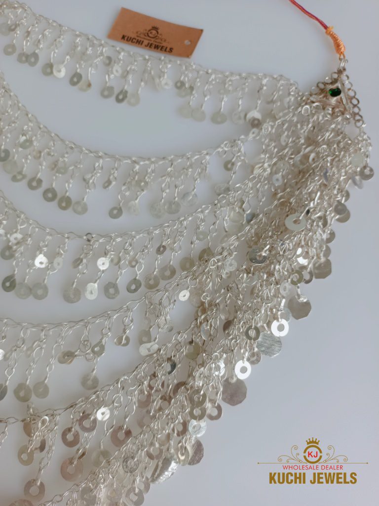 Silver Metal Frill Long Necklace
