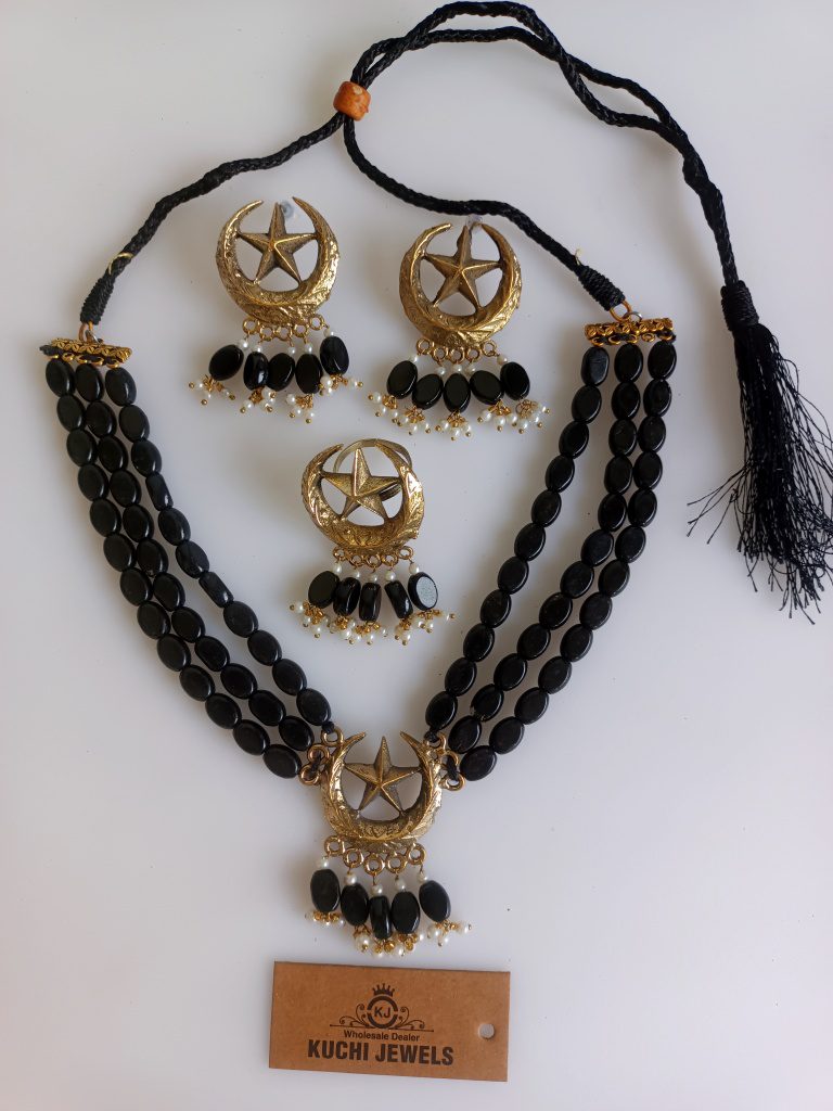 Multi Oval Stone Moon Star Choker Set