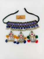 Three Triangle And Pompom Gypsy Choker