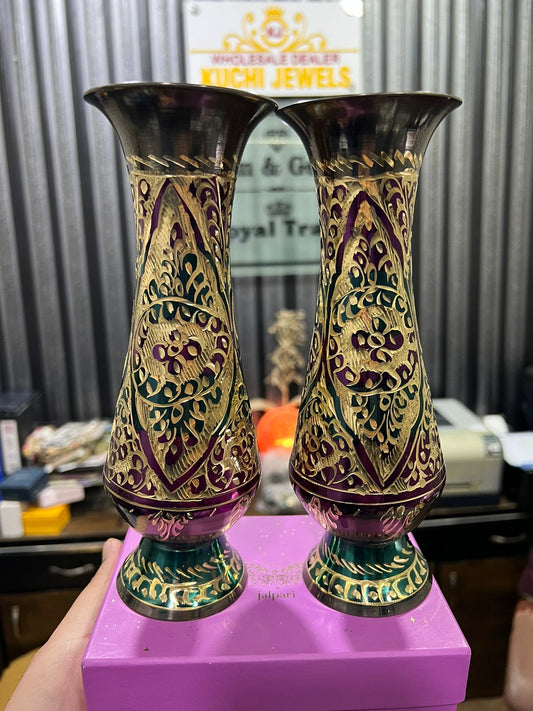 Metal Brass Vase Pair for Decorative Items