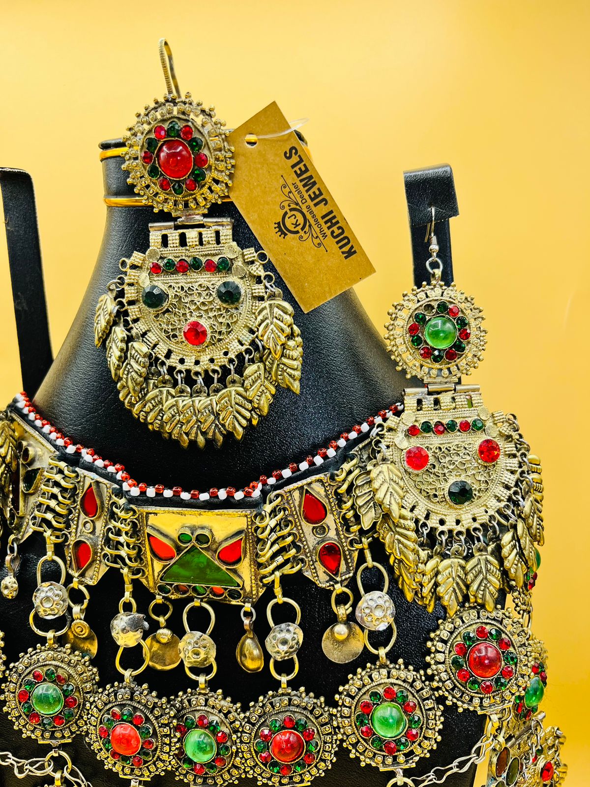 Long Afghan Bridal Golden Choker Set With Tikka