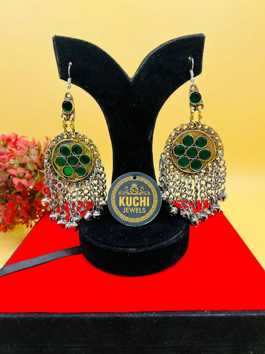 Long Silver Bells Afghani Earrings