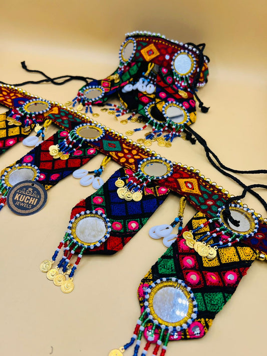 Multi Color 5 Patches Fabric Belt For Women Dress