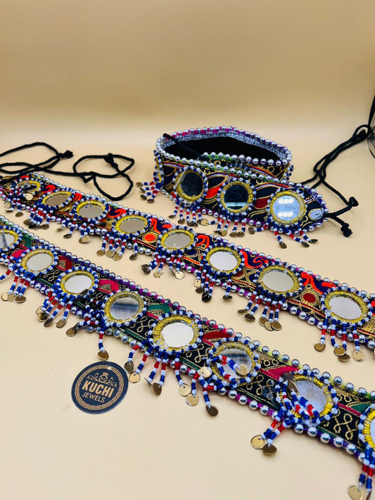 Multi Color Mirror Fabric Belt For Women Dress