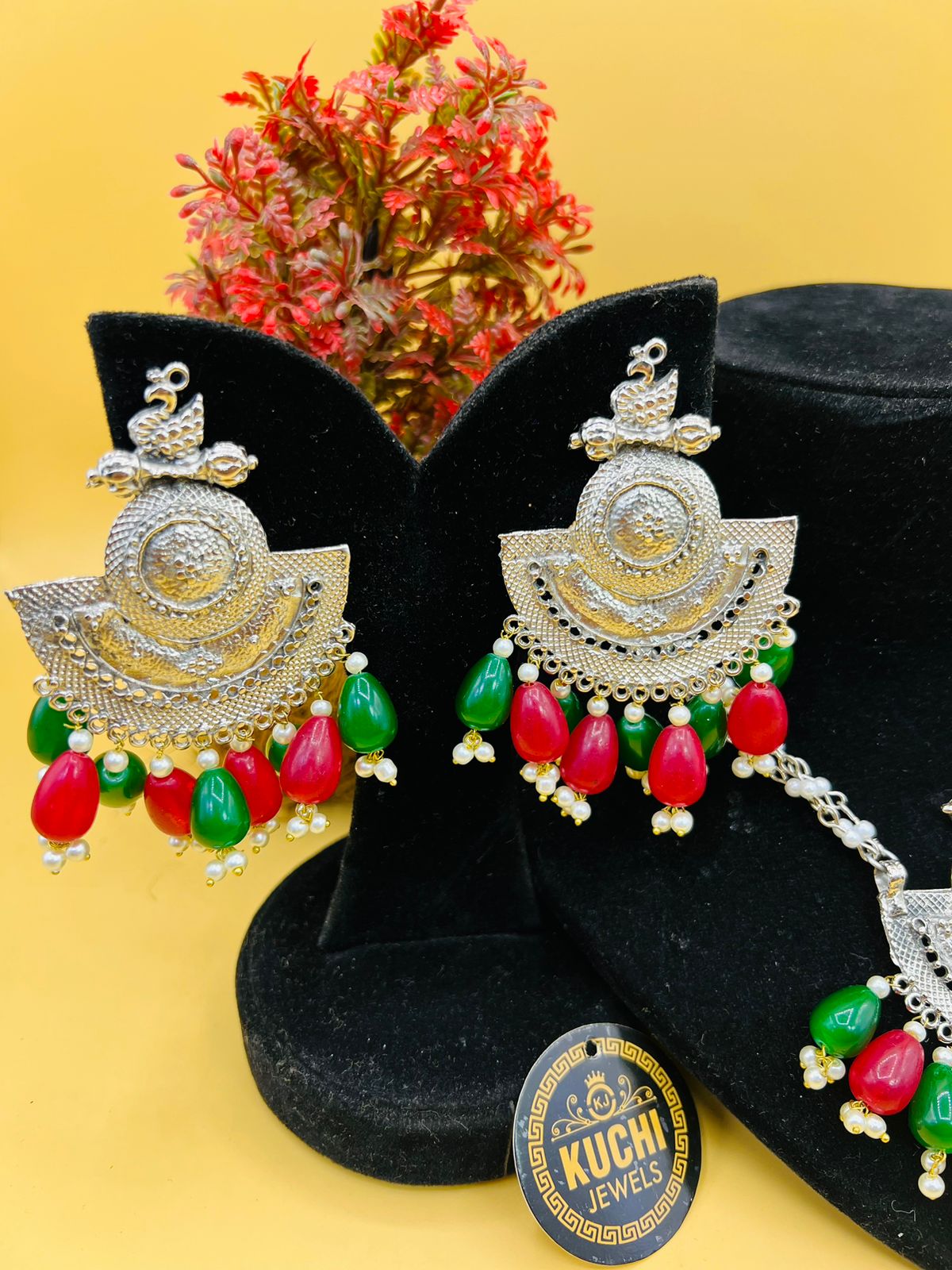 Multi Pearl Peacock Necklace Set