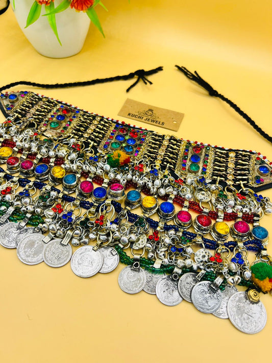 Multi Stone Antique Coins Afghan Choker