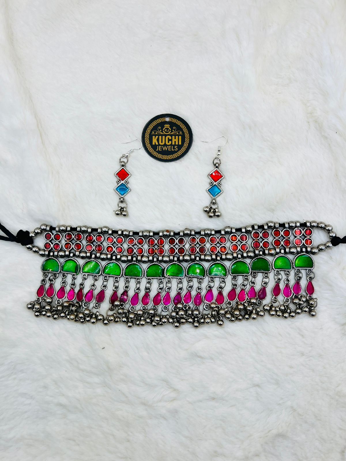 Multi Stone Indian Choker Set