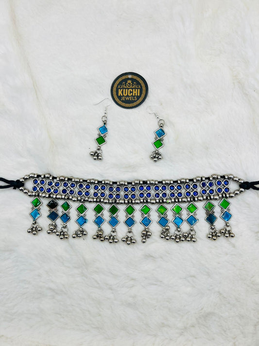 Multi Stone Indian Choker Set