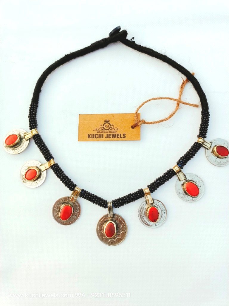 Old Crystal Coins Kuchi Choker