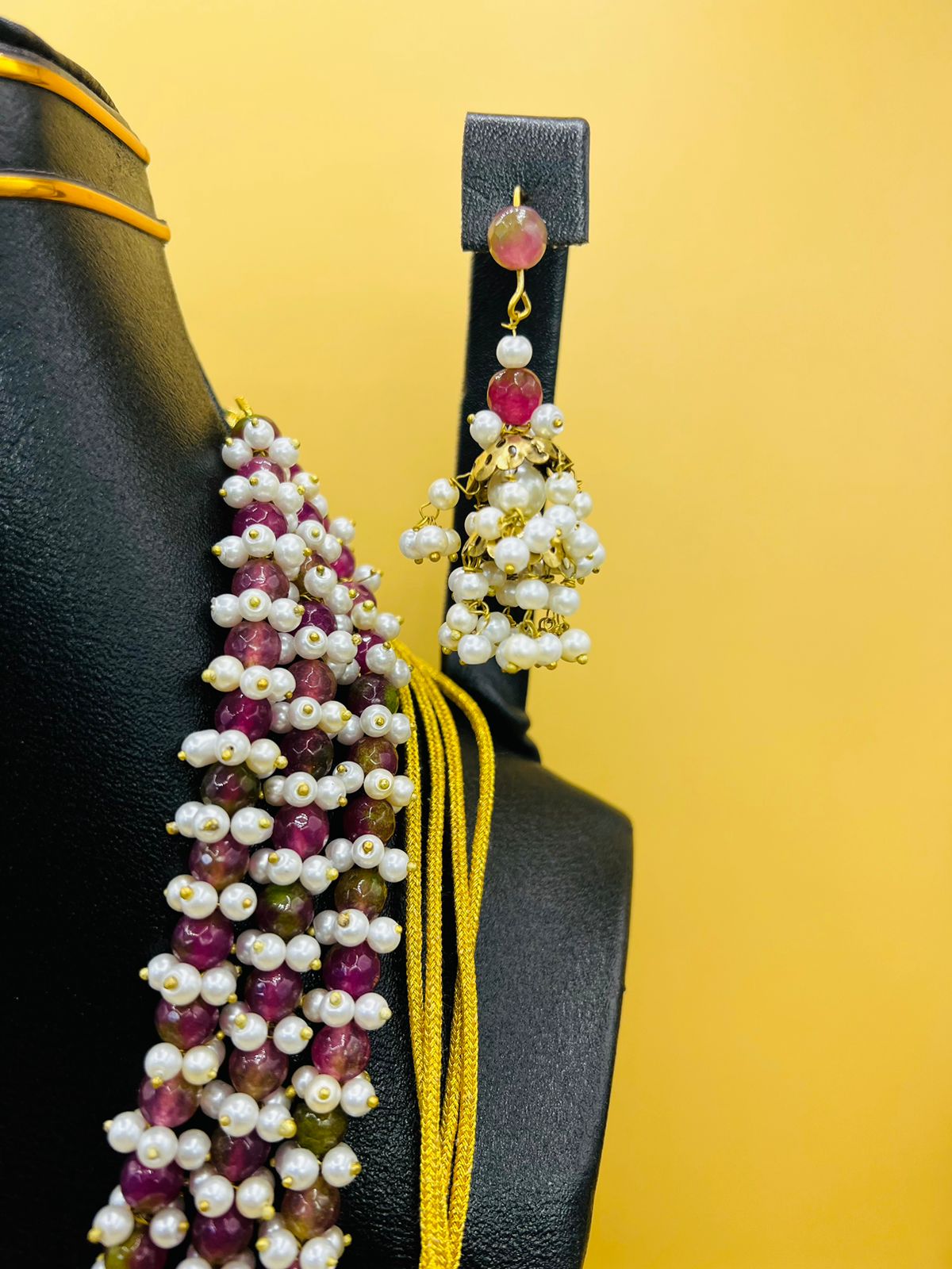 Real Indian Pearl Three Layers Mala Set