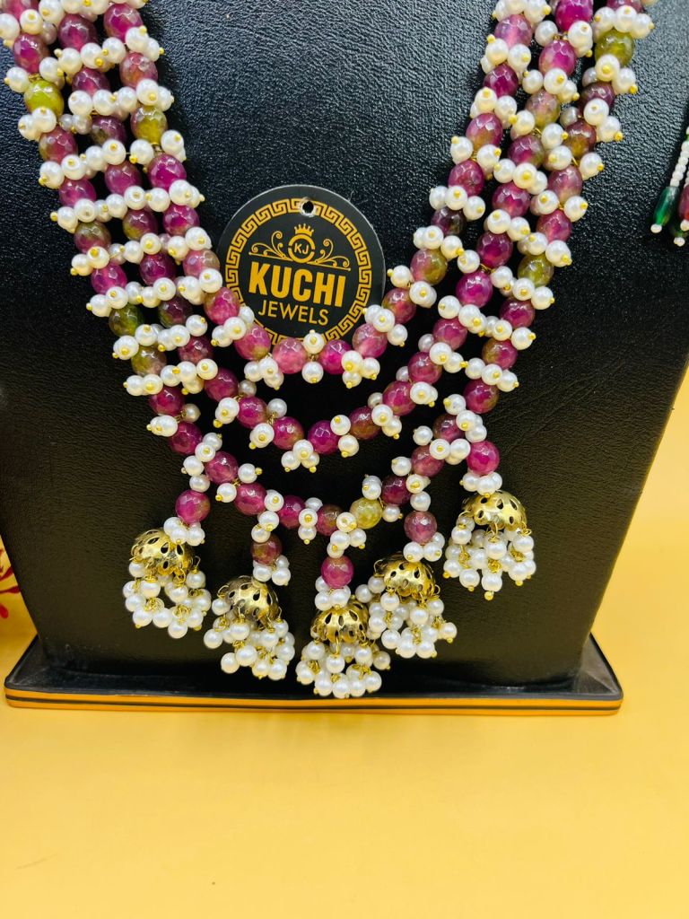 Real Indian Pearl Three Layers Mala Set