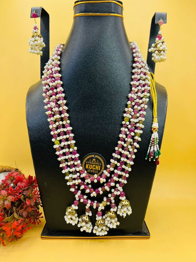 Real Indian Pearl Three Layers Mala Set