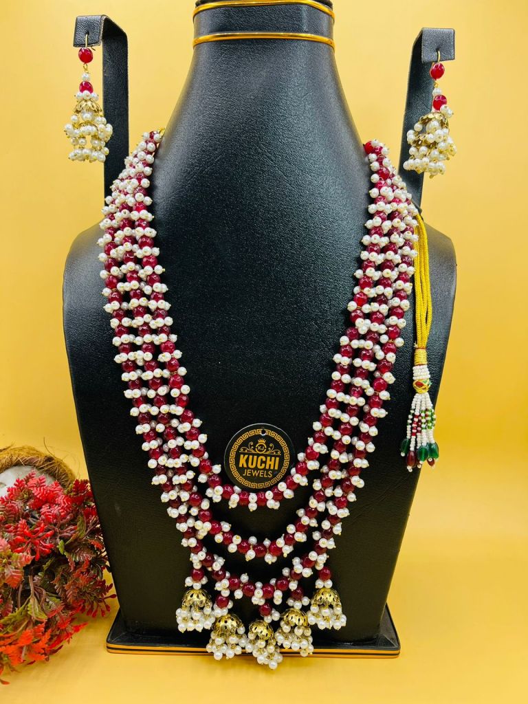 Real Indian Pearl Three Layers Mala Set