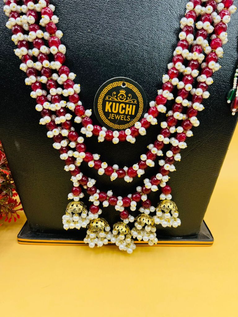 Real Indian Pearl Three Layers Mala Set