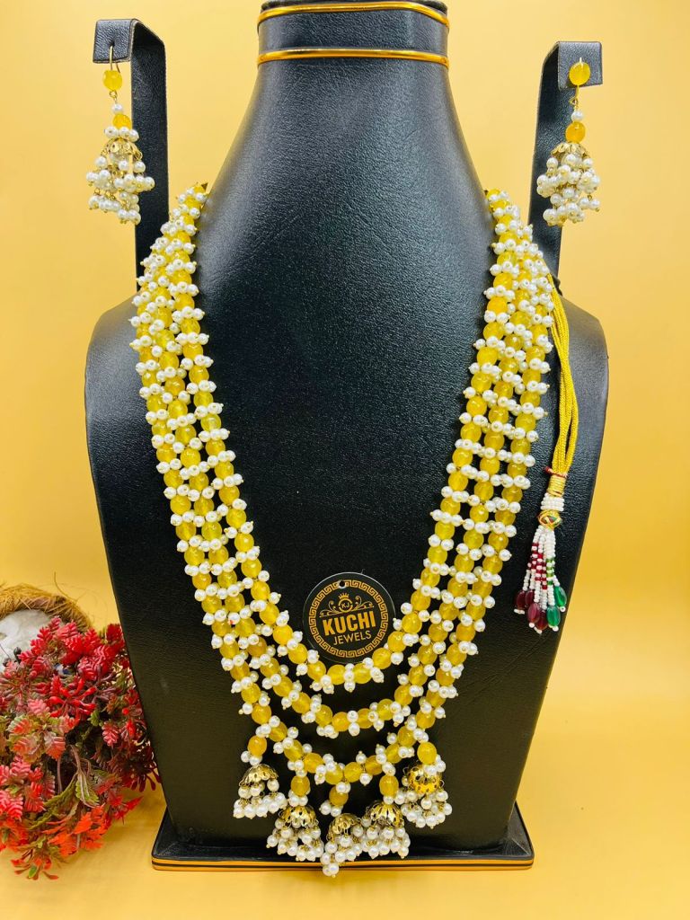 Real Indian Pearl Three Layers Mala Set