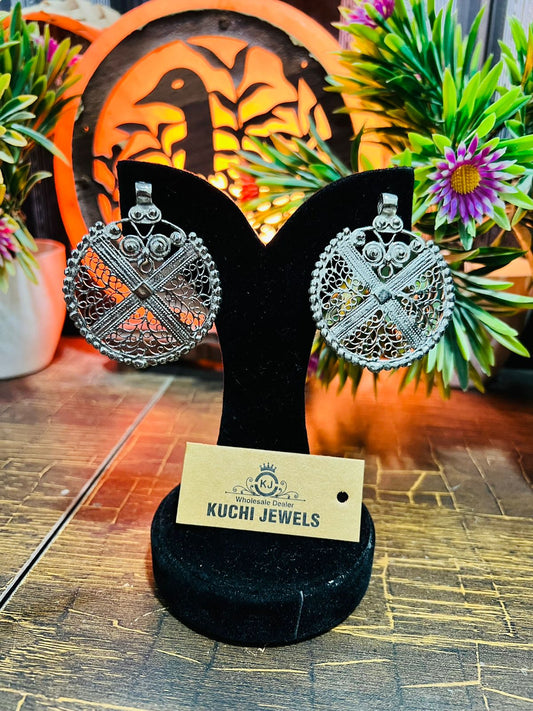 Small Round Carving Unique Ear Rings