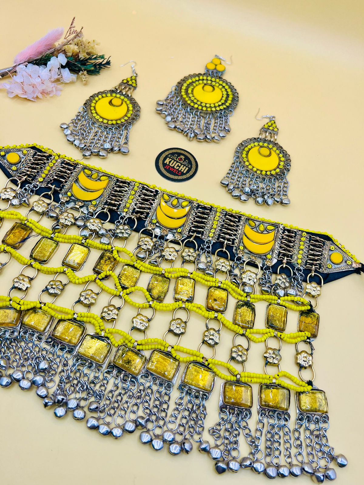 Square Stone Kuchi Necklace Set