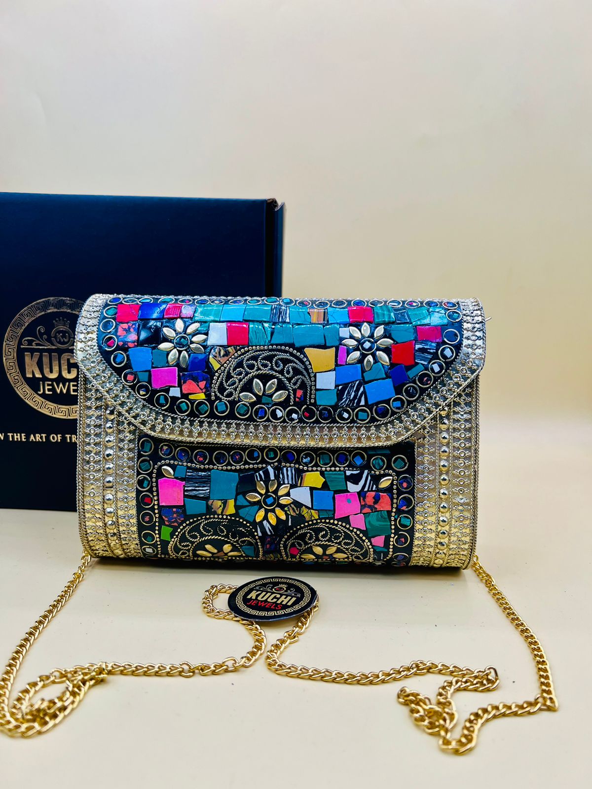 Stylish Indian Metal Stone Bag