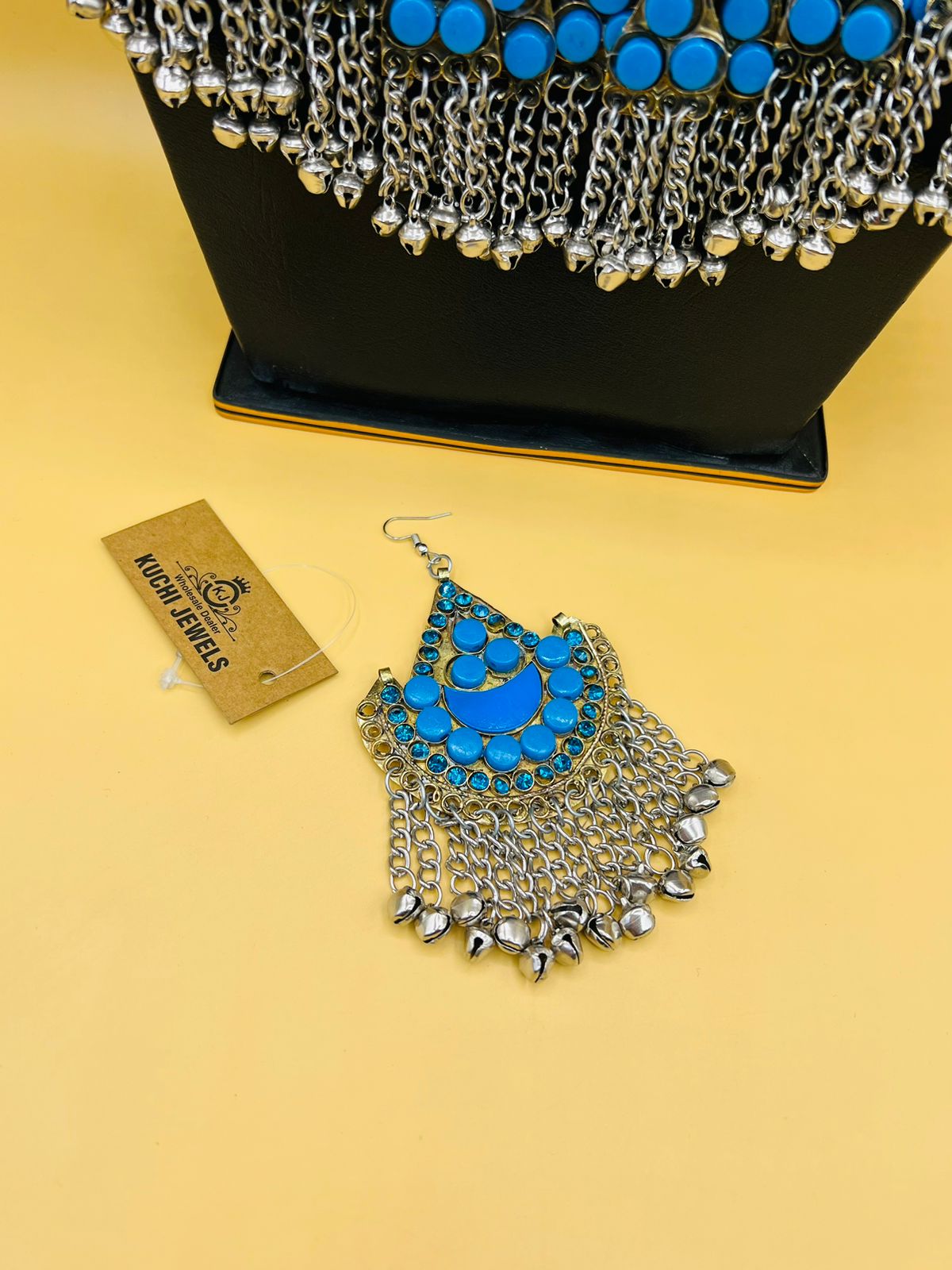 Synthetic Turquoise Stone Three Layer Long Necklace Set