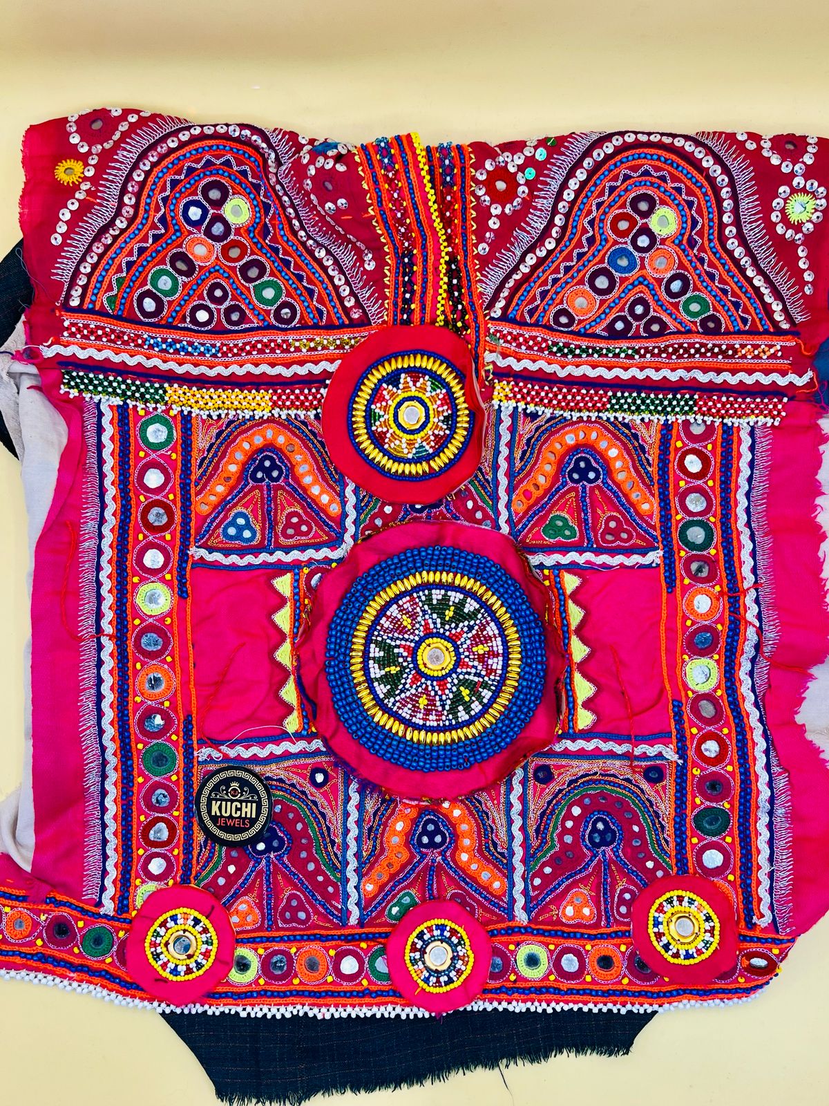 Vintage Handmade Unique Afghan Neckline