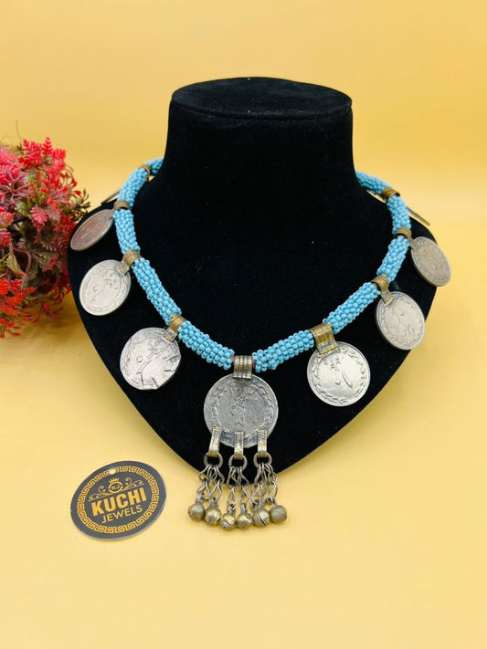 Vintage Pendant Turquoise Beads Short Necklace