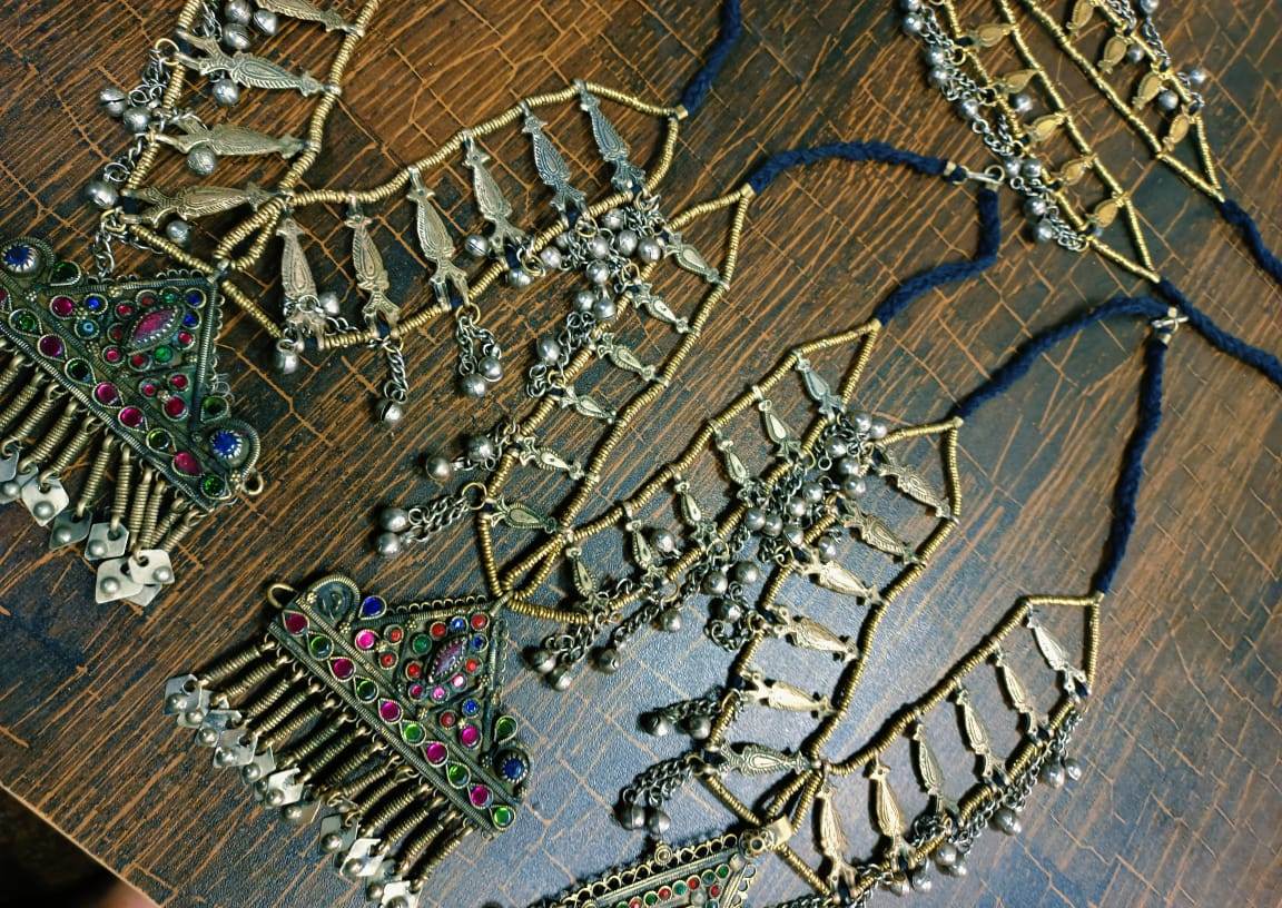 Metal Fish and Bells Afghan Necklace