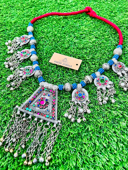 Vintage Pendants Afghani Necklace With Long Bells