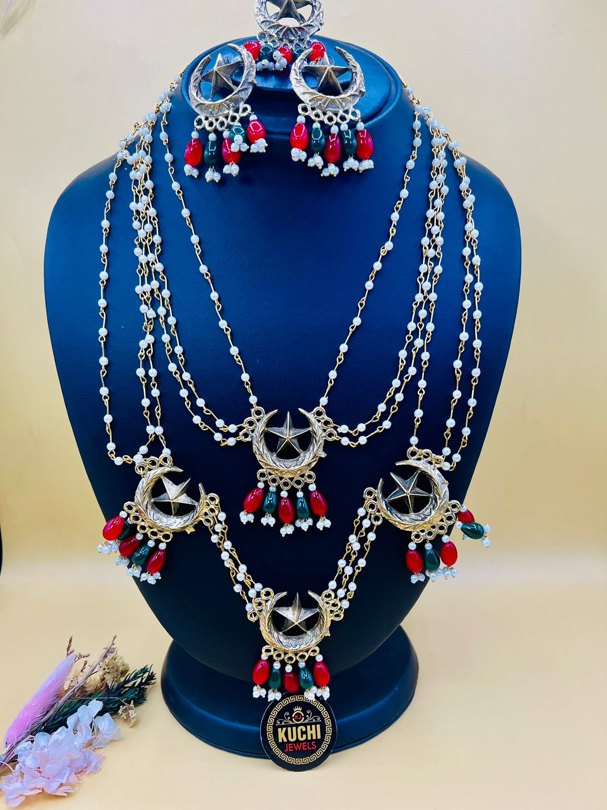 Double Mala Chand Tara Necklace Set