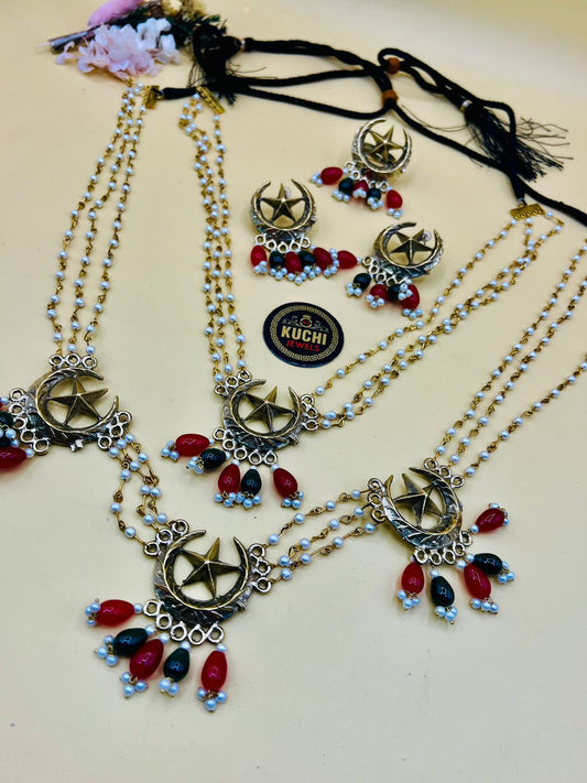 Double Mala Chand Tara Necklace Set