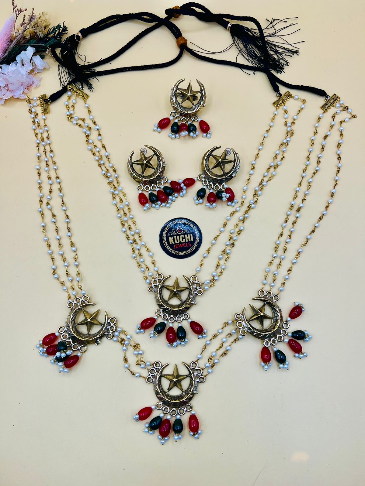 Double Mala Chand Tara Necklace Set