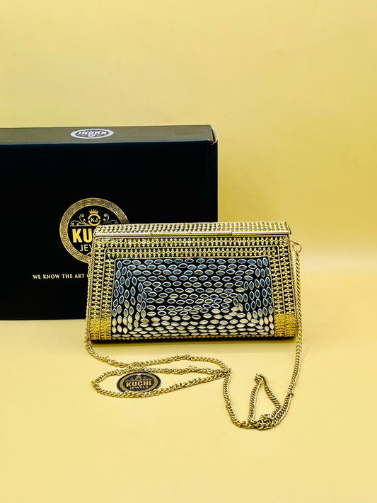 Indian Metal And Stone Golden Clutch