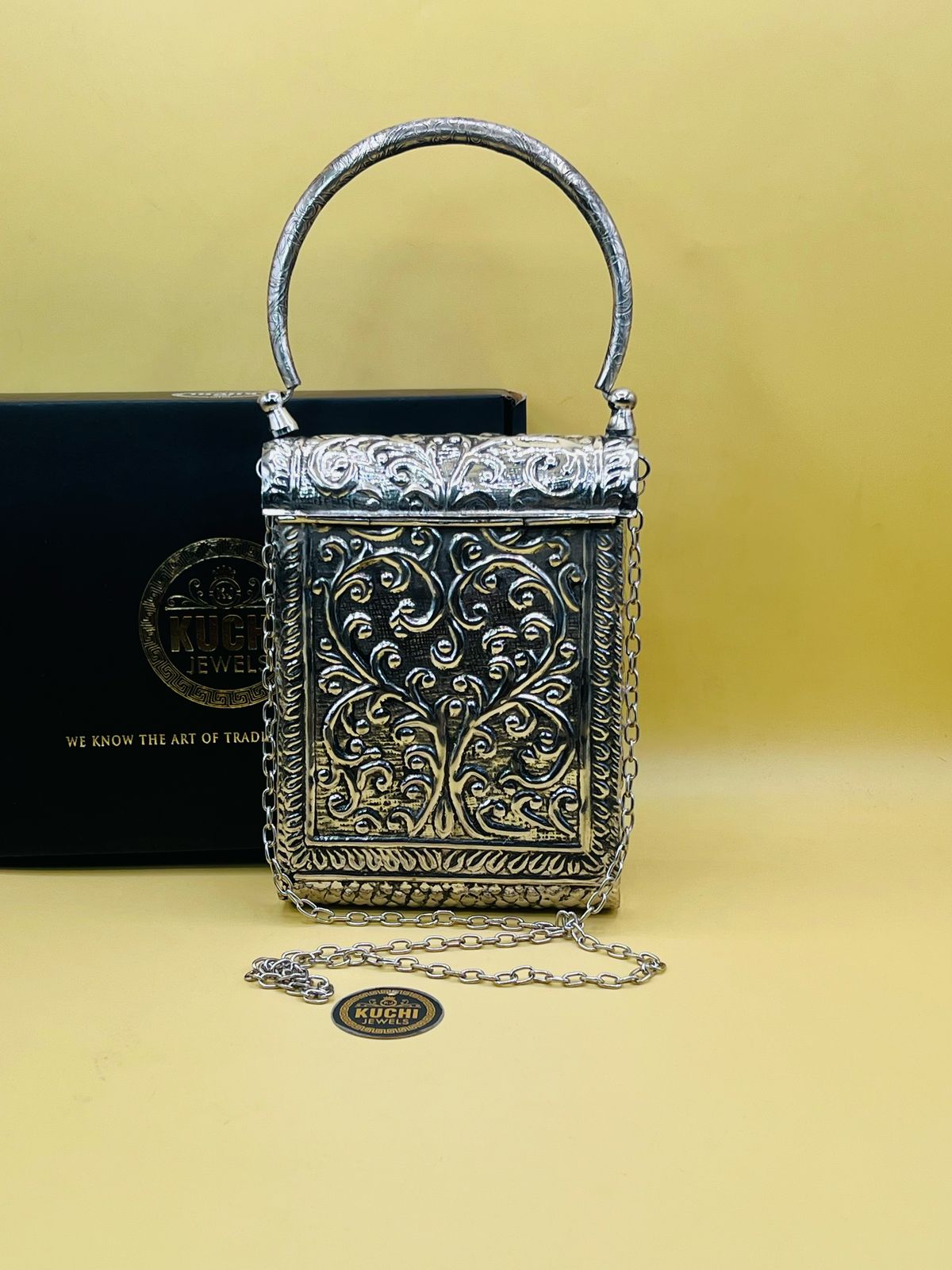 New Stylish Long Silver Metal Clutch
