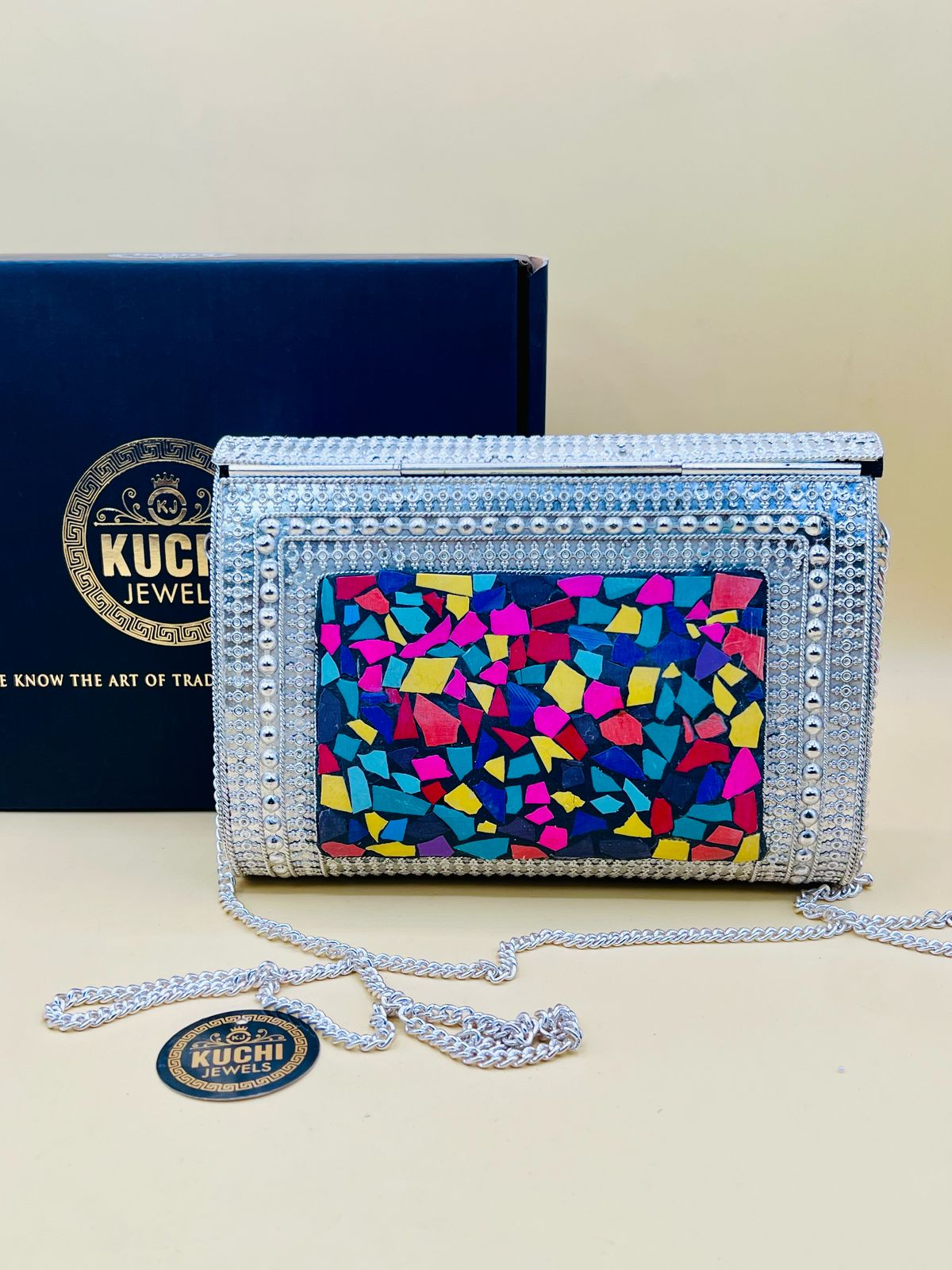 Silver Multi Stylish Metal Bag