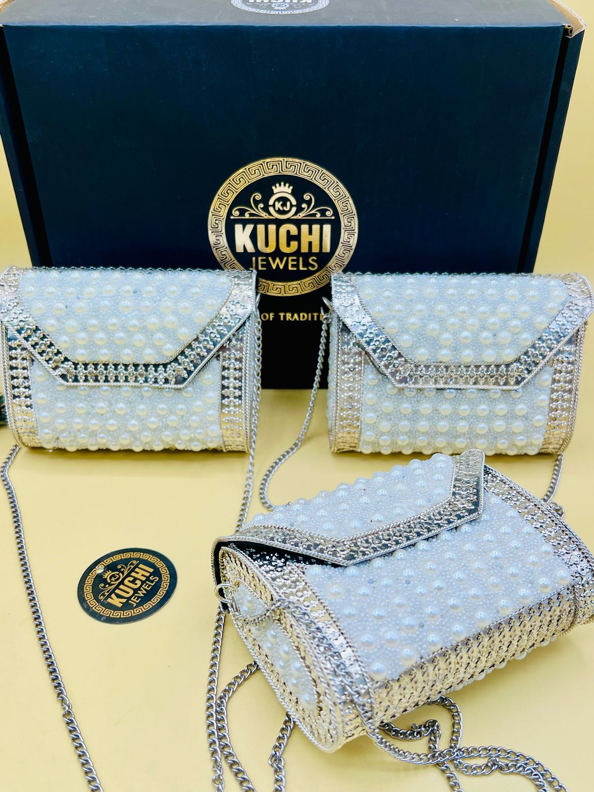 Budget Pack of 3 Bags Deal- Silver White Pearl Medium Bag