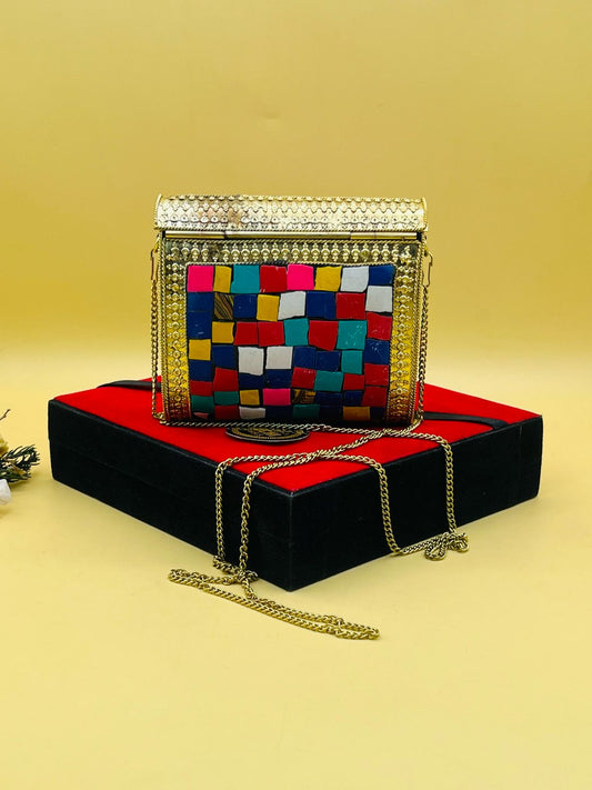 Medium Mosaic Golden Multi Metal Bag