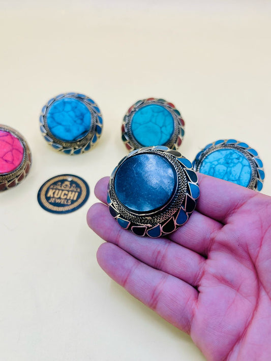 Round Stone Double Finger Vintage Ring