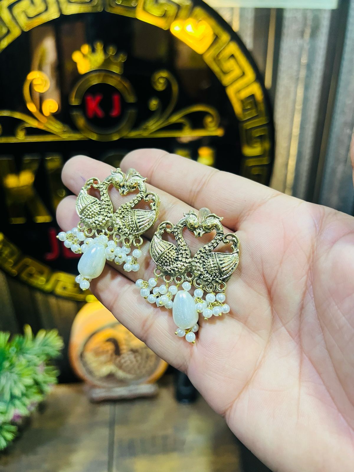 Golden Couple Bird Earrings