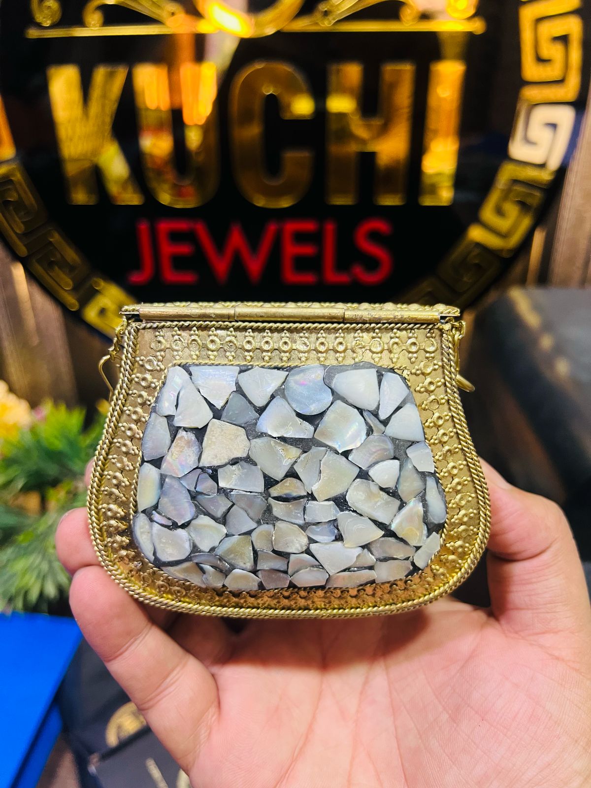 Baby Size Golden Sipi Metal Bag