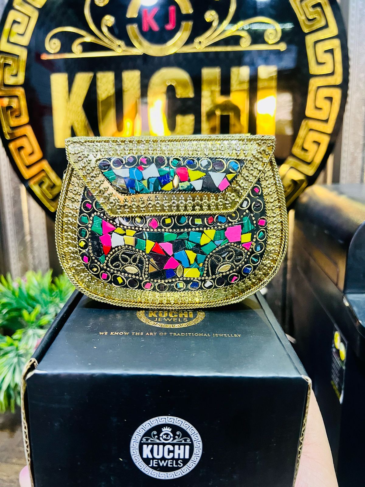 Medium Indian Metal Bag Multi Color