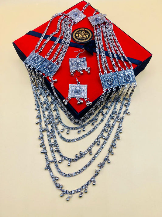 Indian Oxidized Metal Mala Set