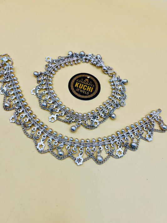 German Silver Anklet Pair