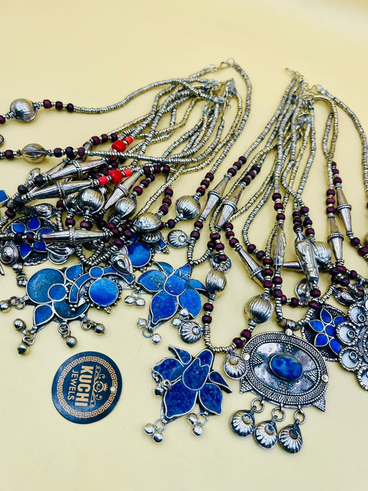 Multi Pendant Lapiz Stone Necklace