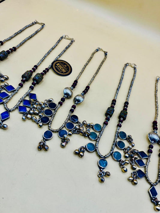 Metal Bells Multi Stone Necklace