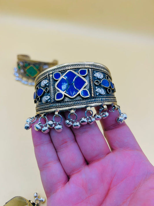 Multi Stone Afghani Bracelet With Bells