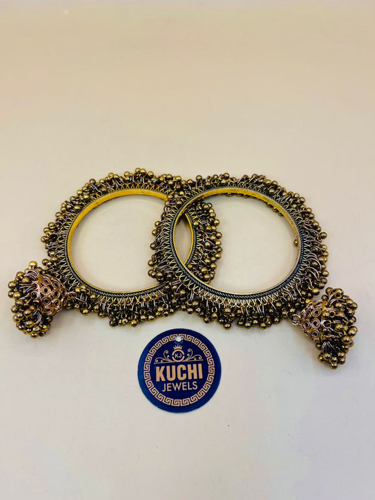 Indian Golden Metal Jhumki Bracelet Pair