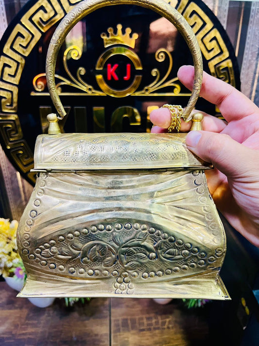 Mughlia Style Dull Golden Metal Purse