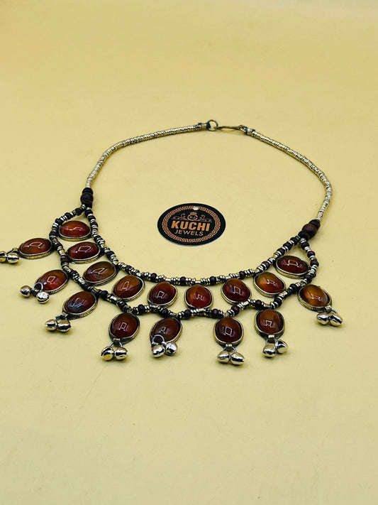 Aqeeq Stone Double Layer Necklace