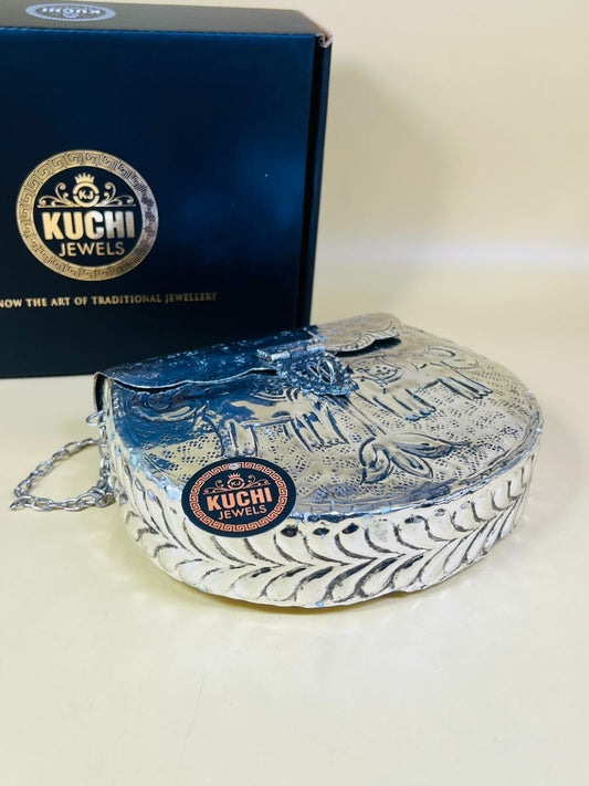 Silver Metal Elephant Carving Bag