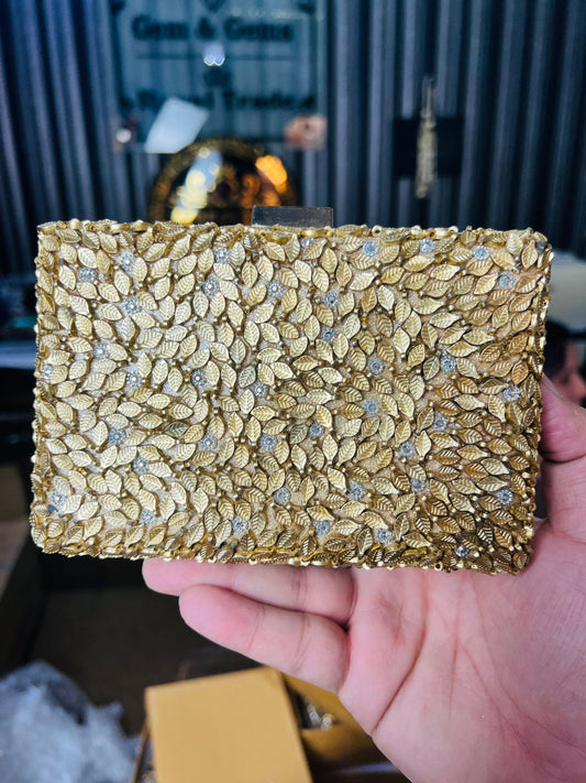 Medium Size Designer Bridal Clutches-GOLDEN/RED-20
