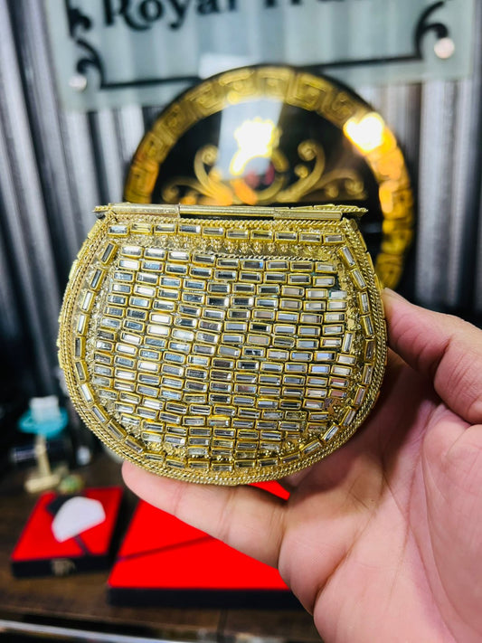 Medium Metal Bag With Kundan Work BB-2